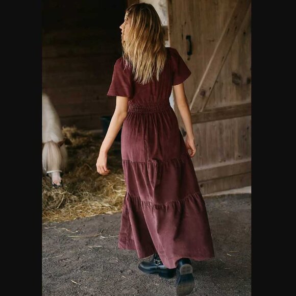 New MP By Anthropologie The Somerset maxi dress: Corduroy edition Roasted Beet - Picture 3 of 12
